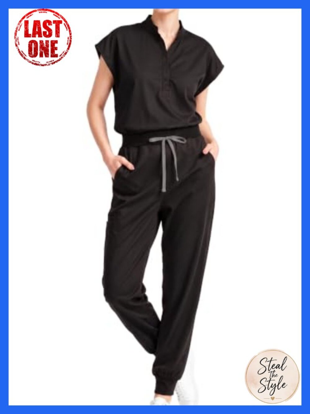 Women's Sleeveless Stand Collar Scrub Set Jogger Pants Medical Uniform